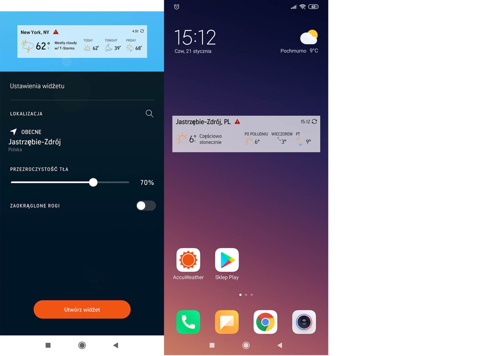 Jak ustawić widget pogody na ekranie telefonu? Krok po kroku
