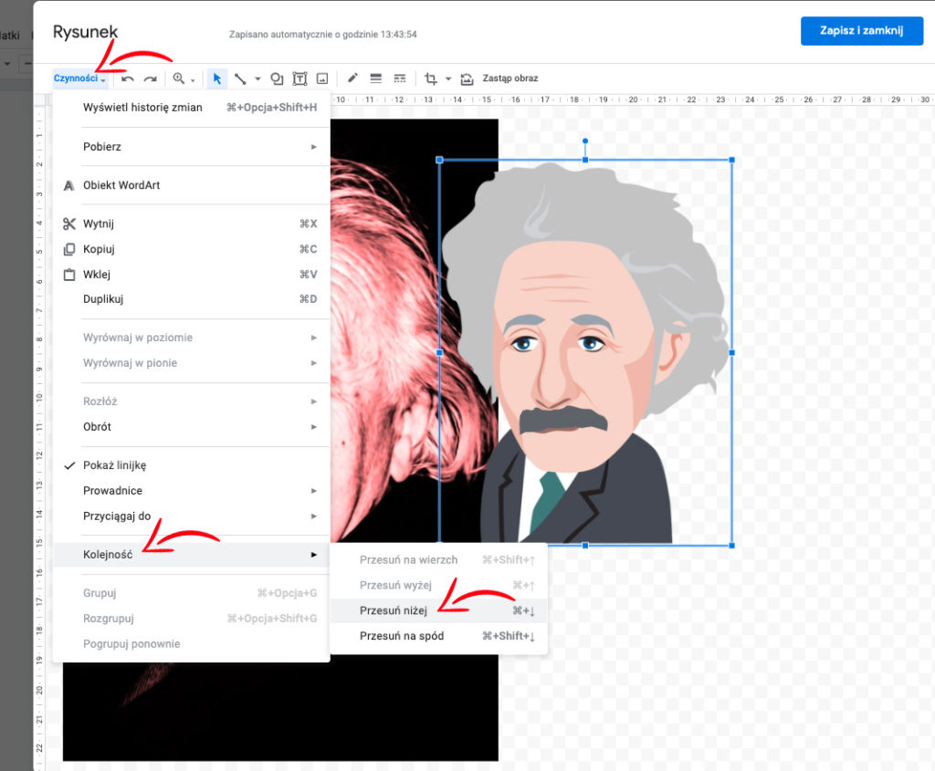 grupowanie obrazów google docs