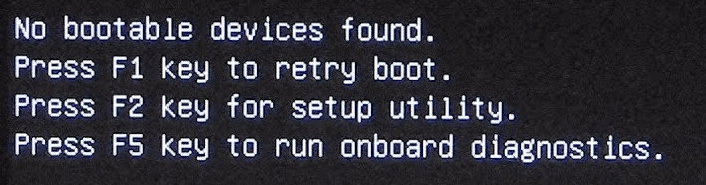 no bootable device found error