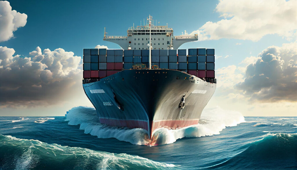shipping industry delivering cargo large container ship generative ai