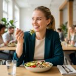 pracownica je lunch